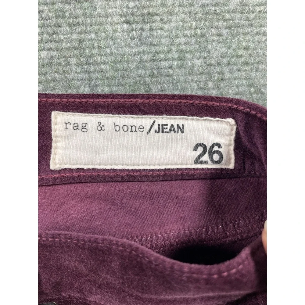 Rag & Bone Skinny Jeans Low Rise Womens Size 26 Wine, Classy, Festival, Velvet